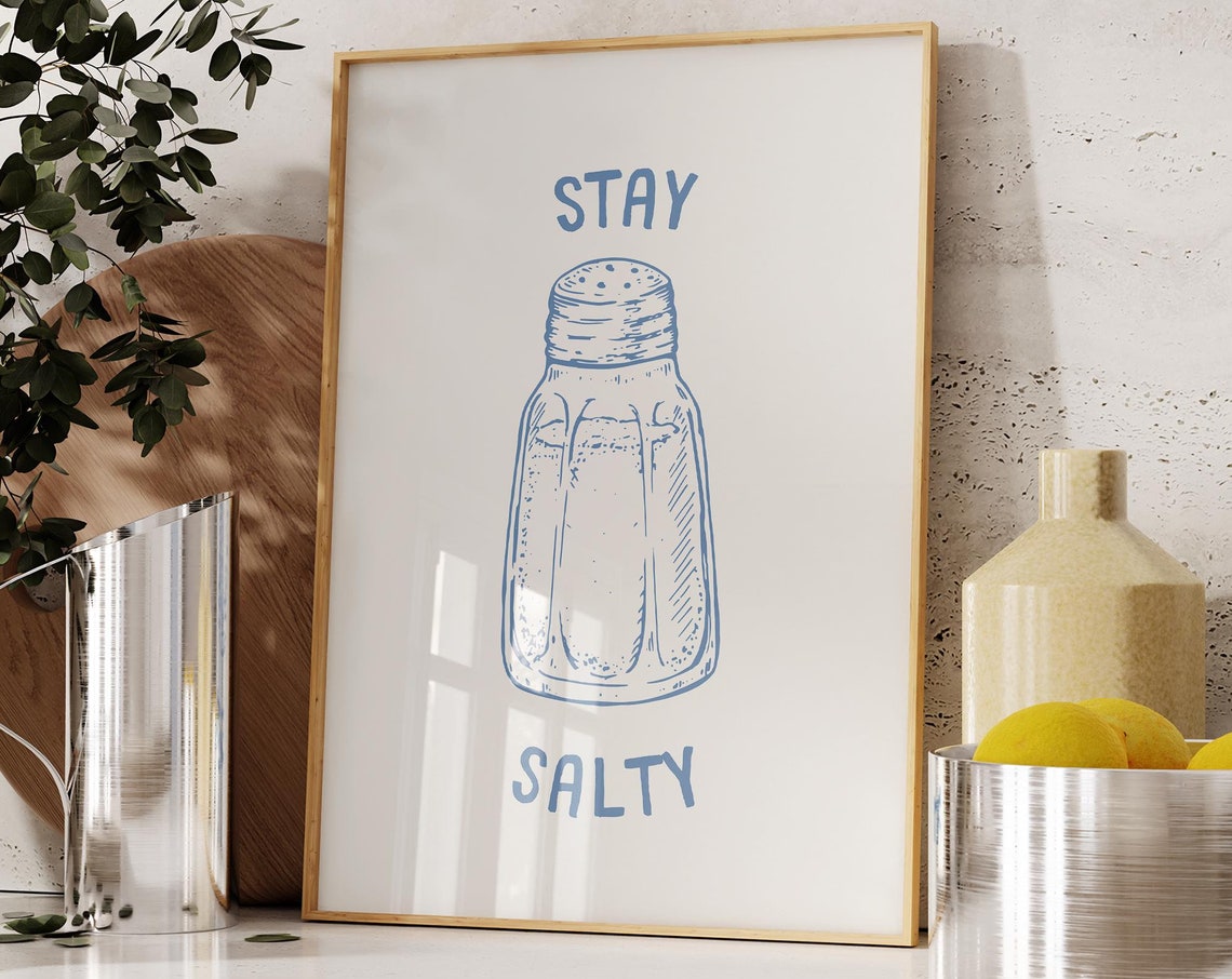 Stay Salty Kitchen Salt Shaker Sketch Minimalist Typography Wall Art - Image 4