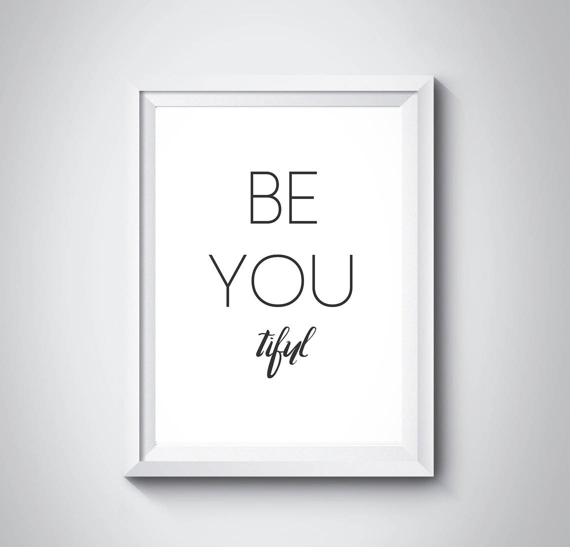 Be You Tiful Beautiful Pun Minimalist Typography Quote Gift Poster