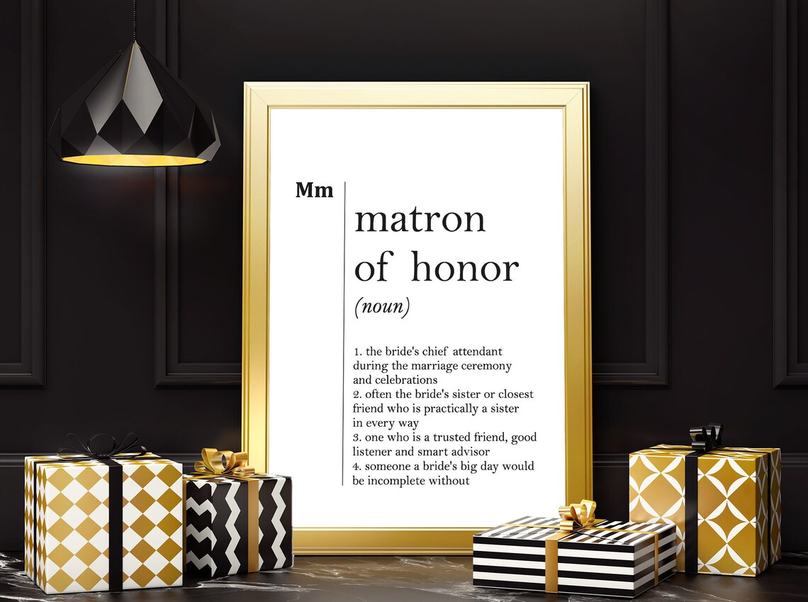 Matron Of Honor Definition Wedding Gift Bridal Party Minimalist Poster - Image 2