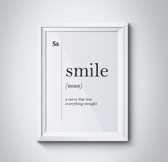 Smile Definition Print Nursery Wall Art Minimalist Love Decor Mother Gift Scandinavian Dictionary Typography Instant Poster Art