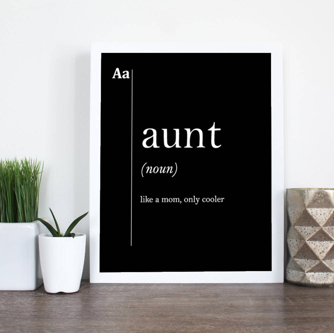 Aunt Definition Poster Funny Gift for Aunt Black and White Wall Decor - Image 2