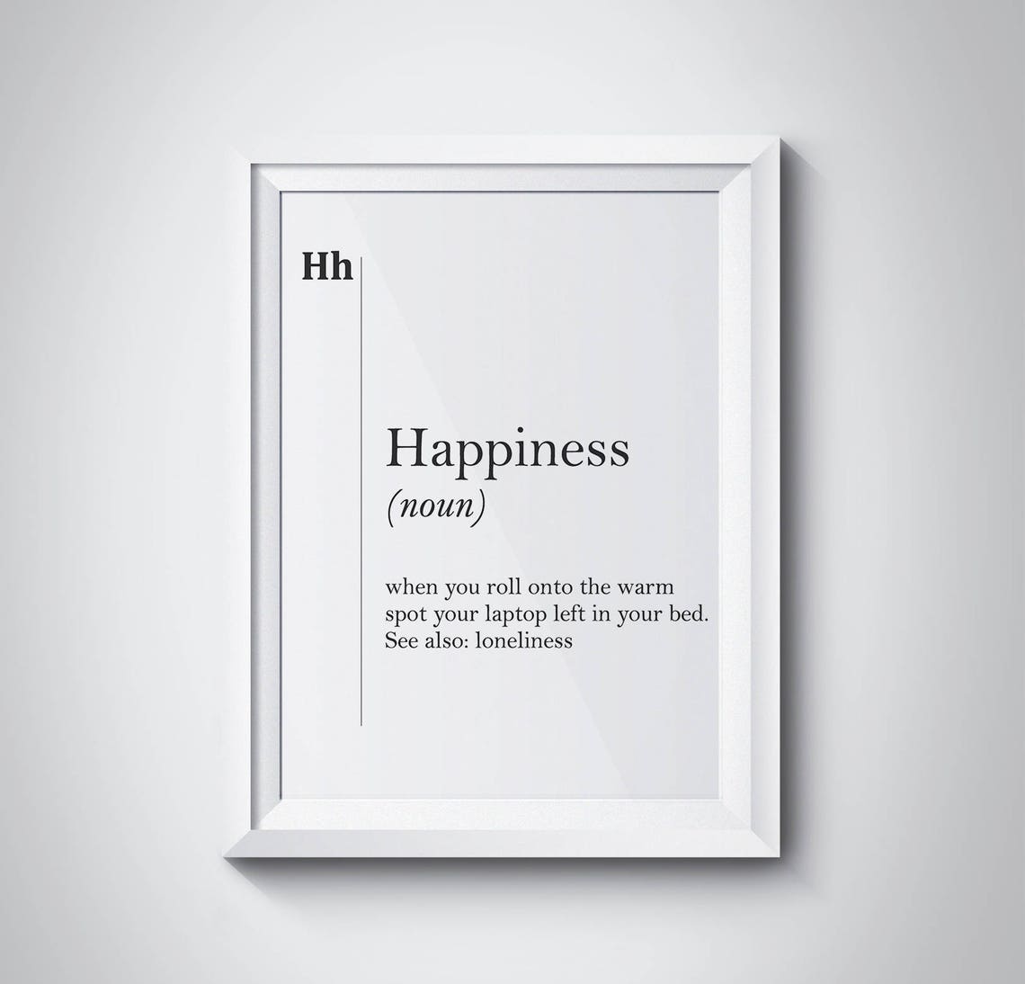 Happiness Funny Dictionary Definition Quote Typography Wall Art