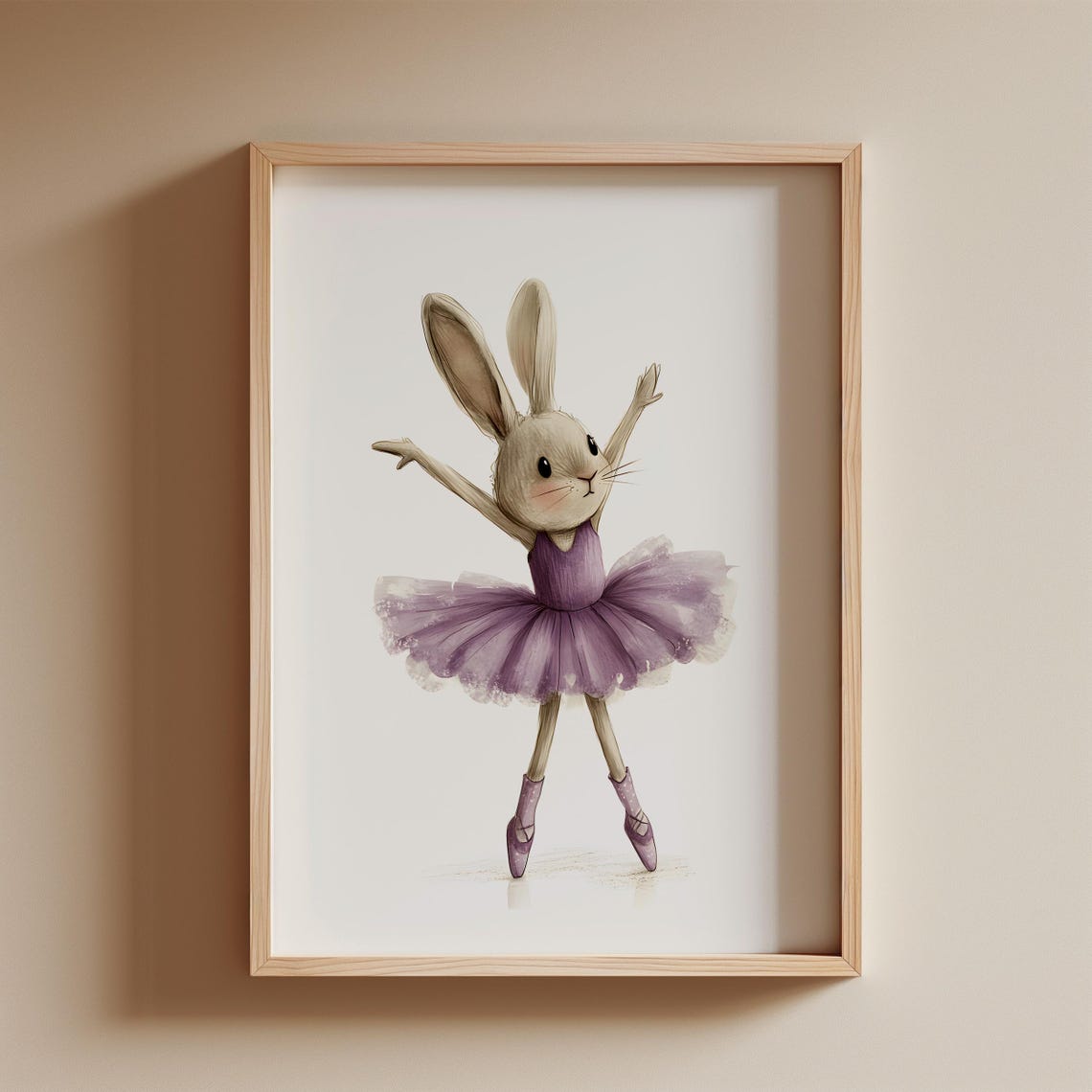 Whimsical Bunny Ballerina in Purple Tutu Ballet Nursery Animal Poster - Image 3