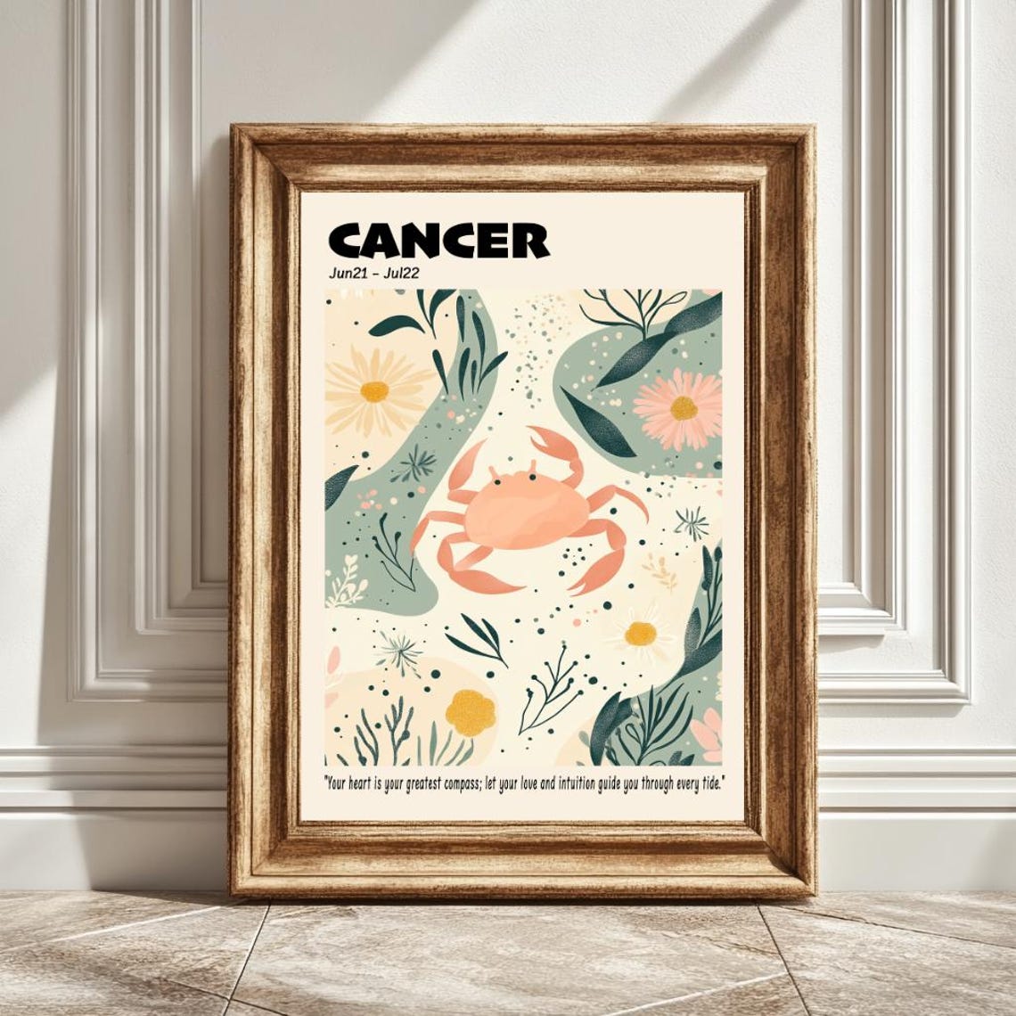 Cancer Astrology Pastel Print, Zodiac Illustration
