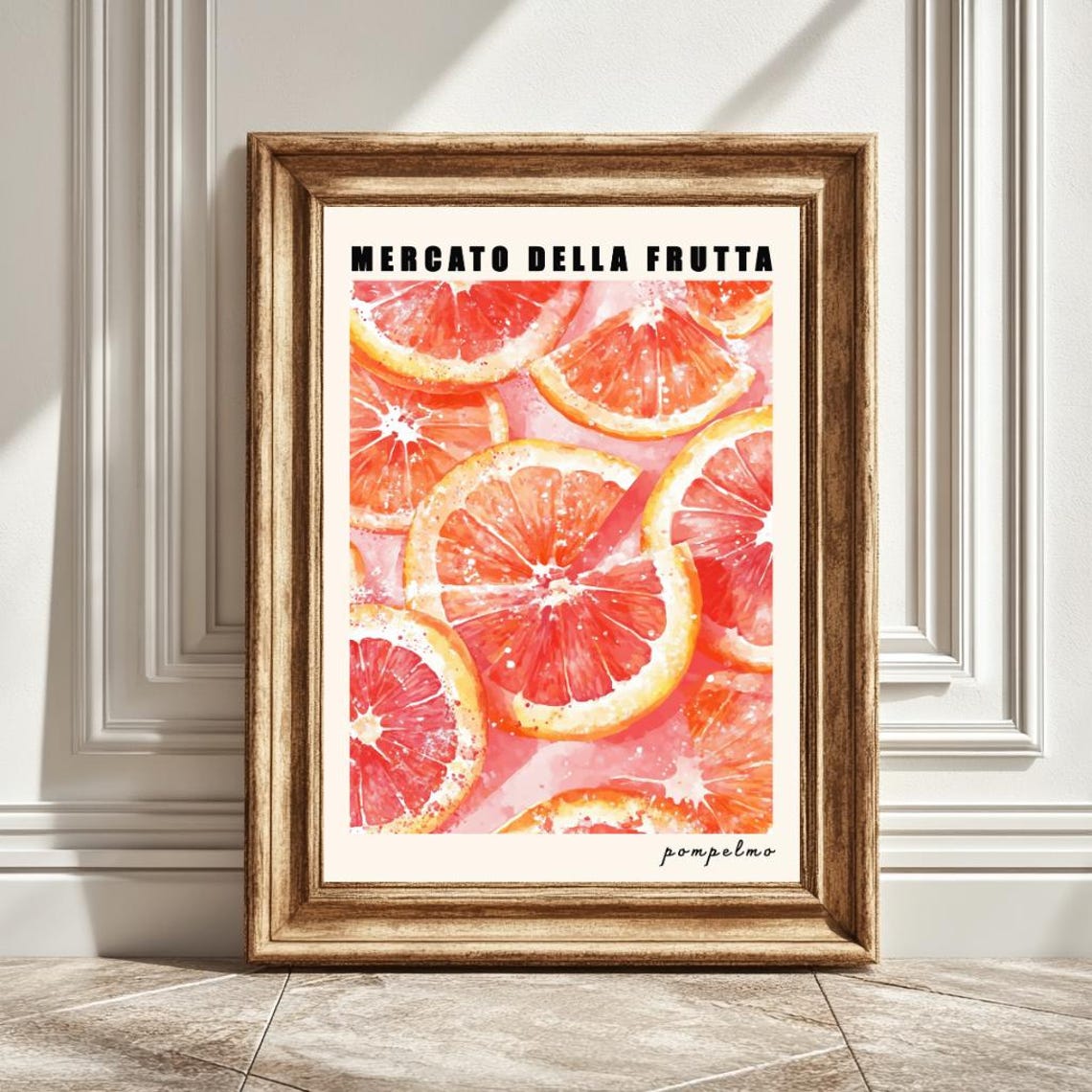 Grapefruit Art Print, Kitchen Wall Art Illustration