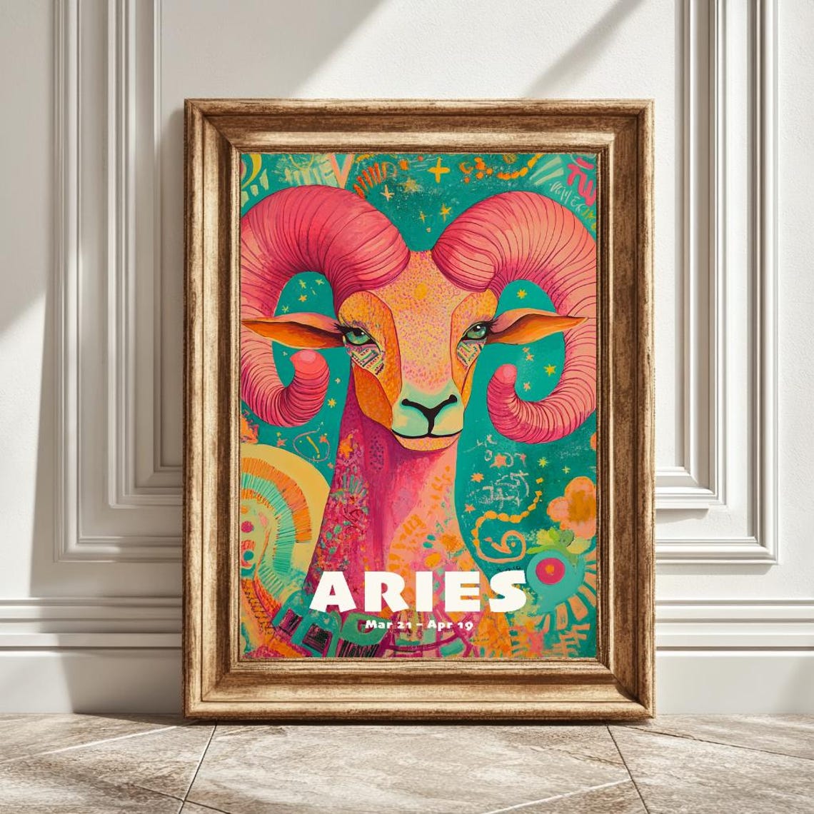 Funky Aries Astrology Wall Decor, Horoscope Art
