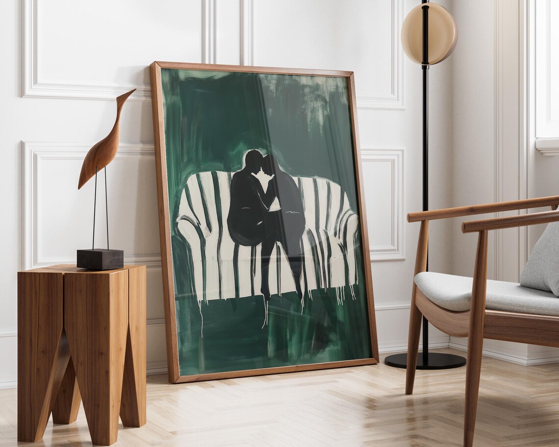 Romantic Couple Abstract People, Contemporary Artwork - Image 4