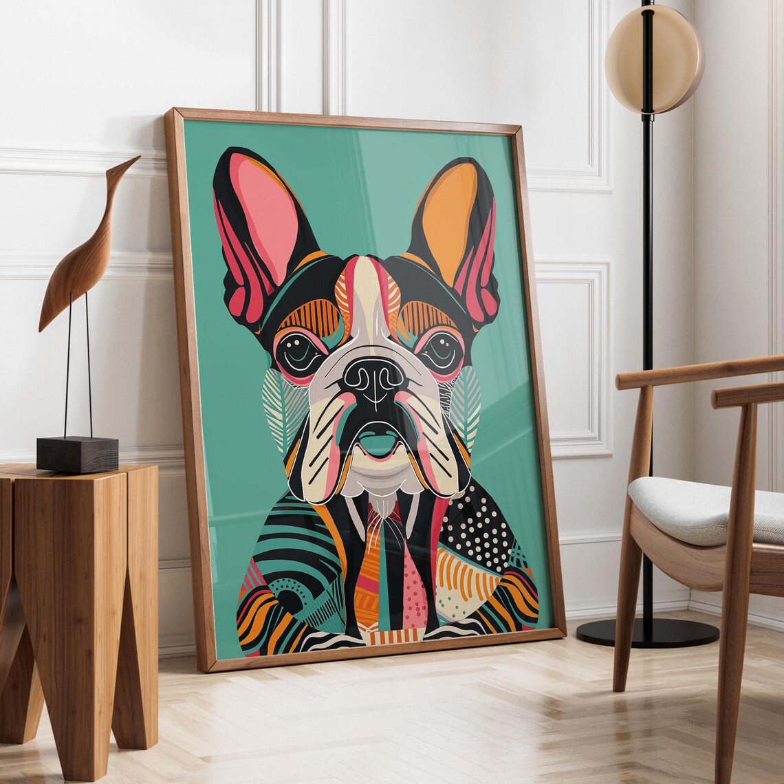 Abstract French Bulldog Portrait, Contemporary Art Print