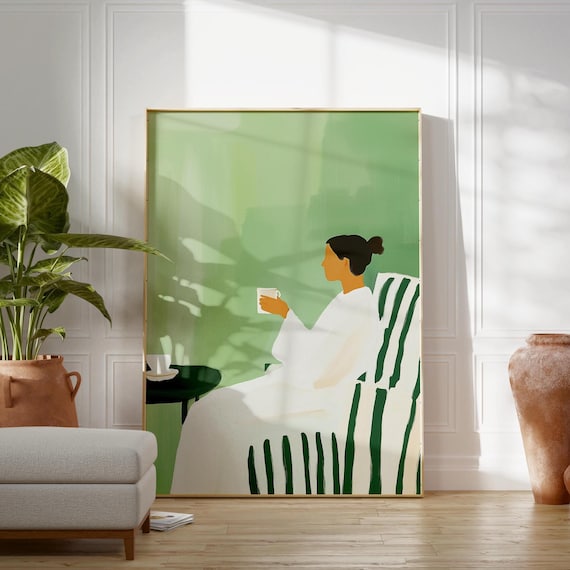 Coffee Lover Gift, Abstract People Art Print