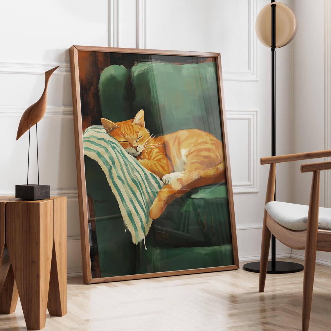 Sleeping Cat Cozy Cat Contemporary Artwork, Cute Cat