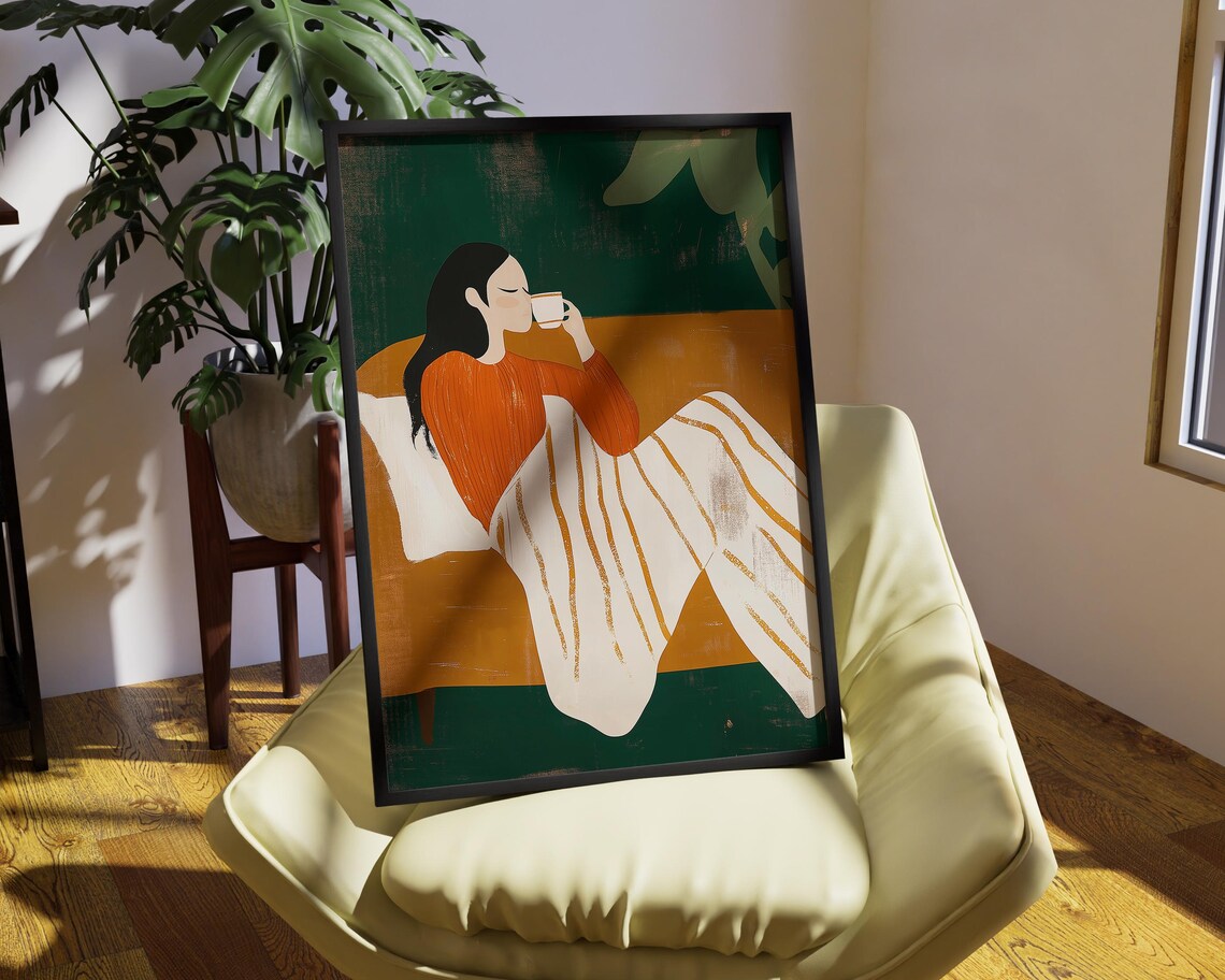 Abstract People Stripe Woman, Minimalist Artwork - Image 2