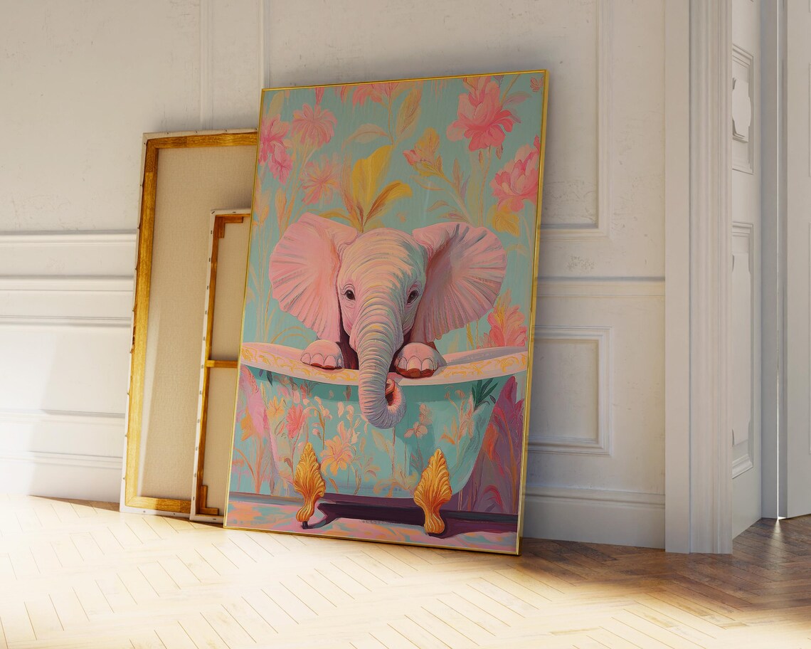 Elephant In Bathtub, Funny Bathroom Decor - Image 4