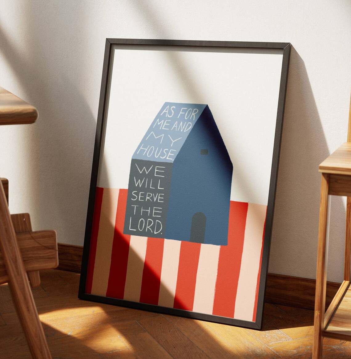 Joshua 24:15 Modern Bible Verse Retro Art Print - Image 2