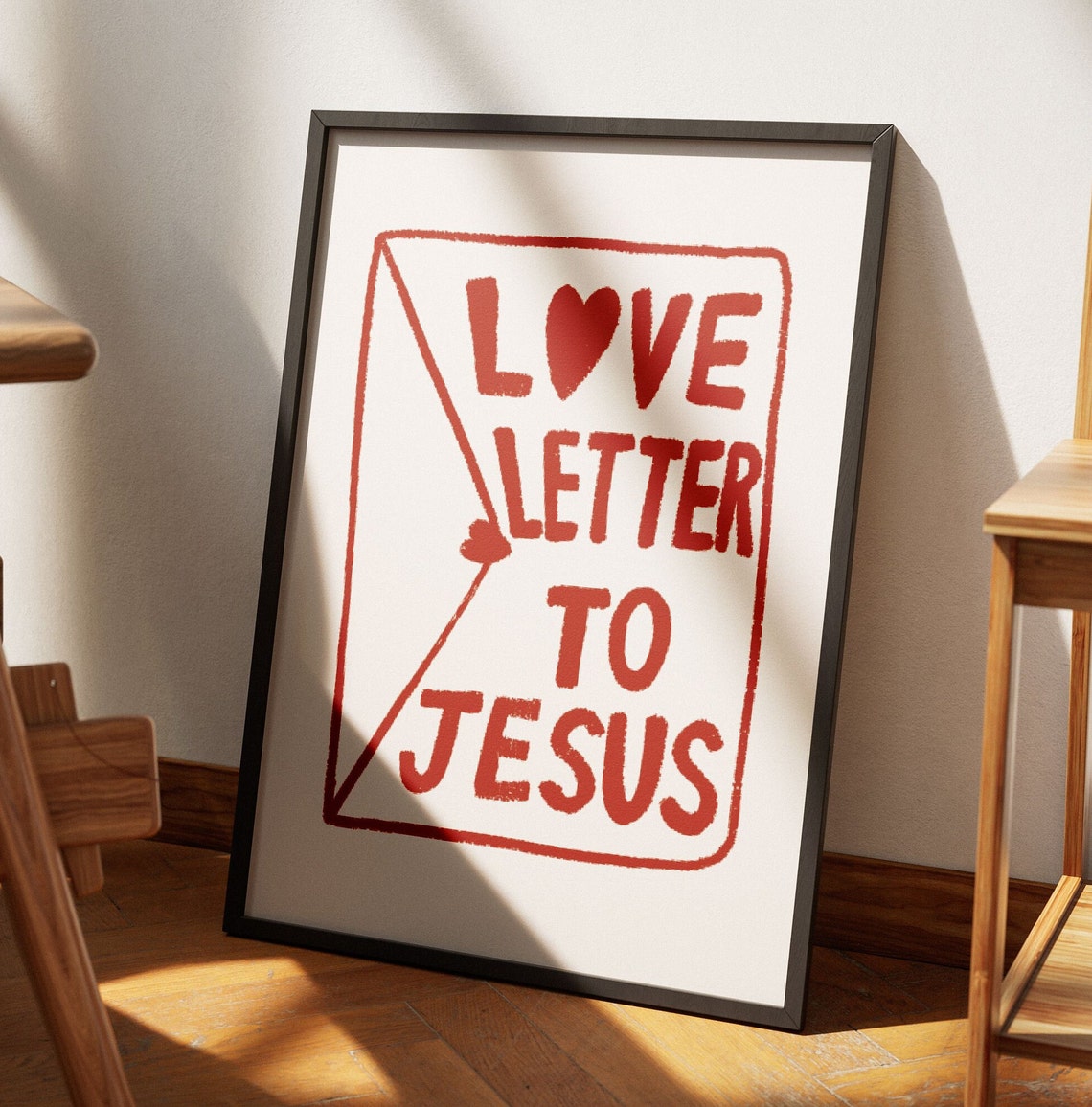 Love Letter To Jesus Christian Coquette Wall Art Aesthetic Christian Wall Art Christian Girl Coquette Room Decor Pink Modern Christian Art