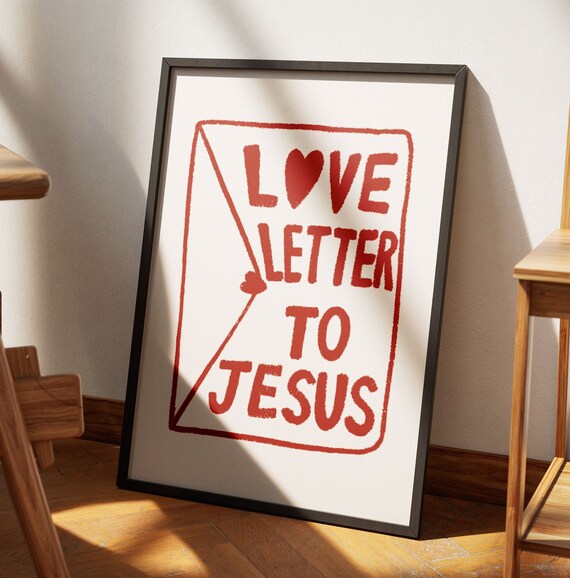Love Letter To Jesus Red Envelope Modern Scripture Faith Poster