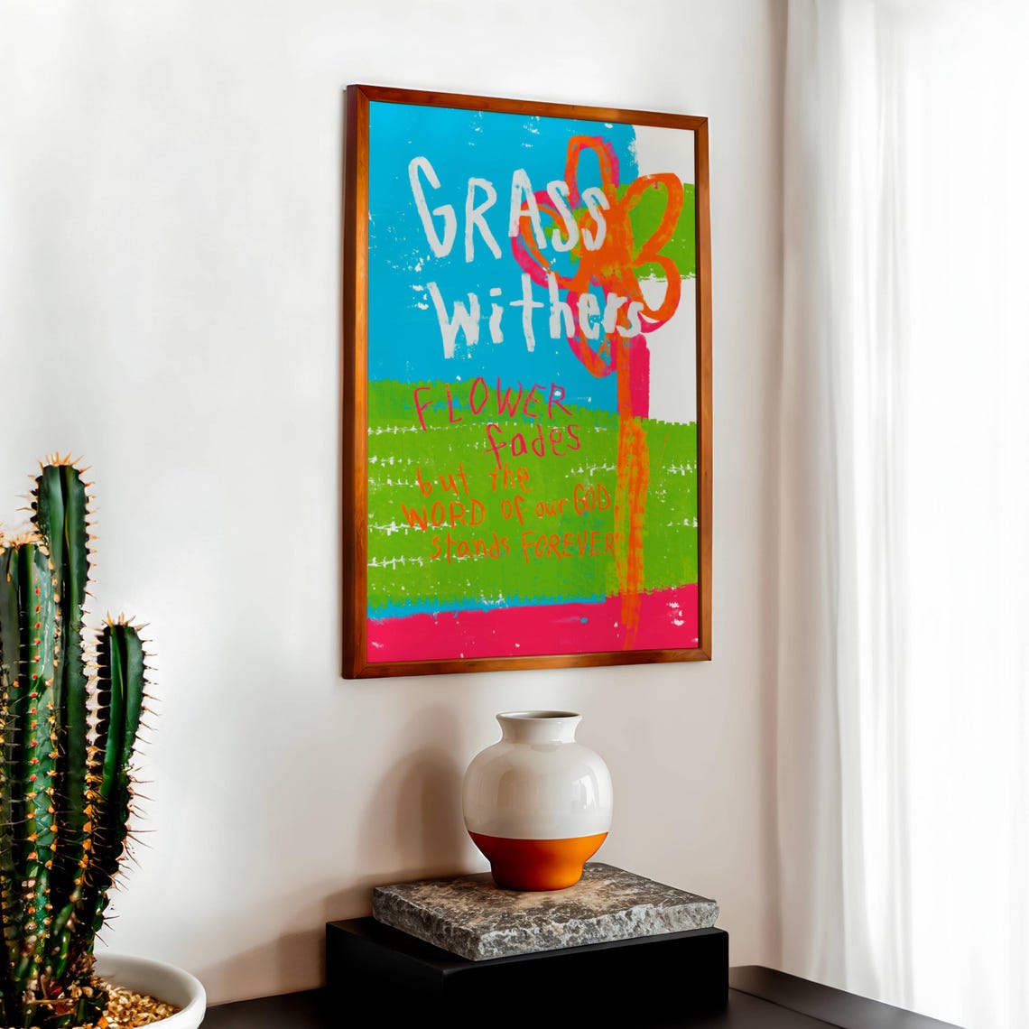 Grass Withers Flower Fades Colorful Isaiah 40:8 Bible Poster - Image 3