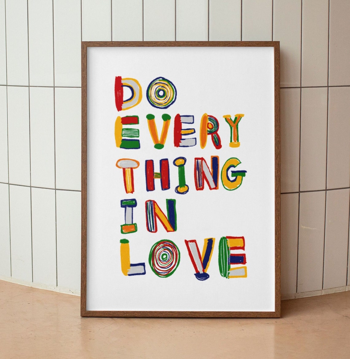 Do Everything In Love Colorful Hand Lettered Scripture Poster - Image 3