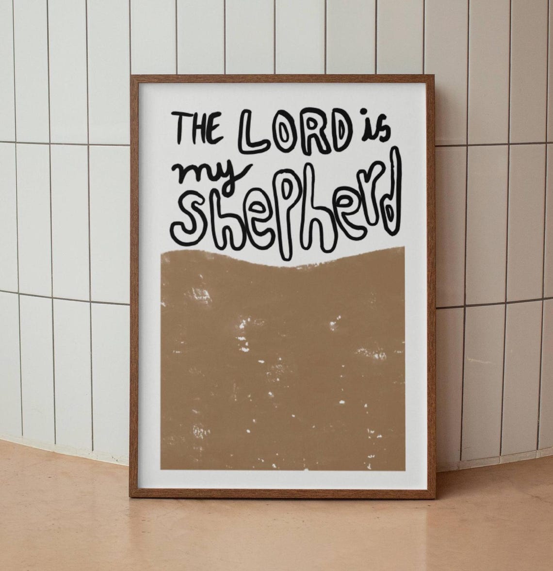 The Lord Is My Shepherd Hand Lettered Christian Scripture Poster - Image 2