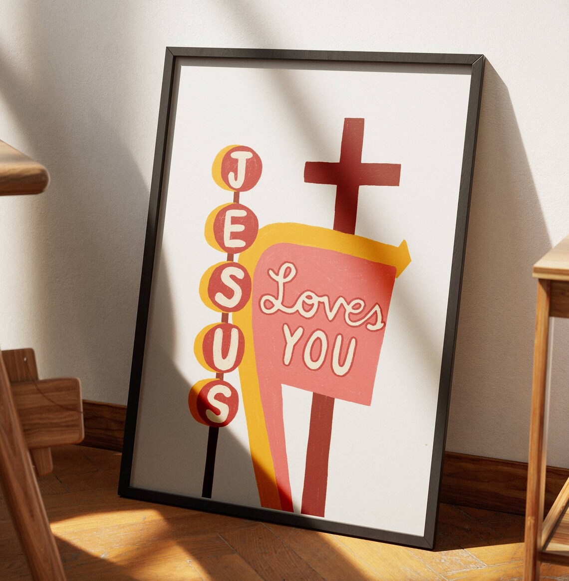 Jesus Loves You Retro Christian Humor Wall Art Print