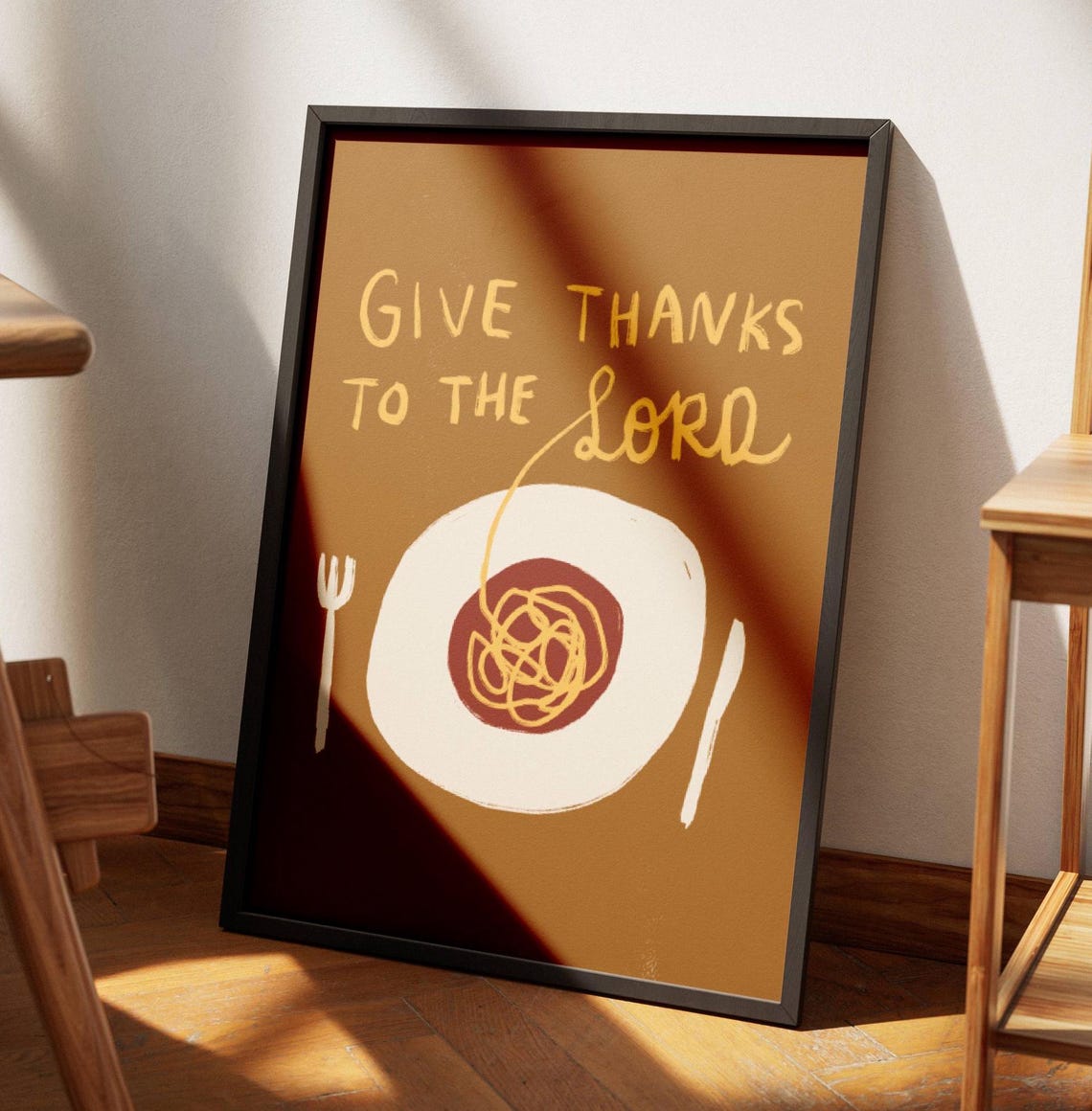 Give Thanks To The Lord Fall Pasta Dinner Scripture Art Poster - Image 3