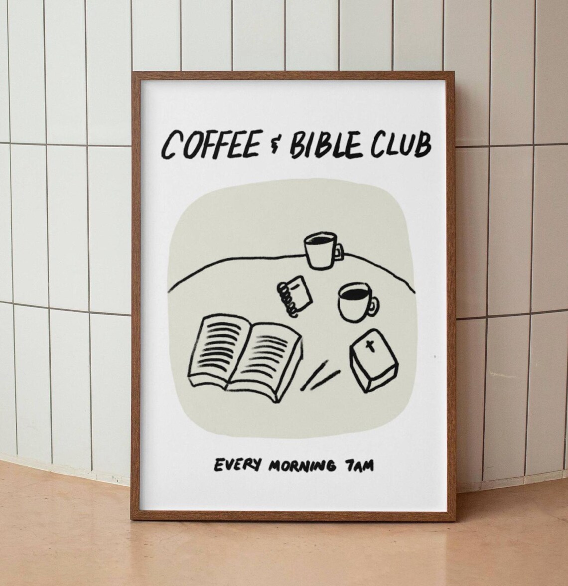 Christian Coffee Bible Art Print, Neutral Modern Decor - Image 3