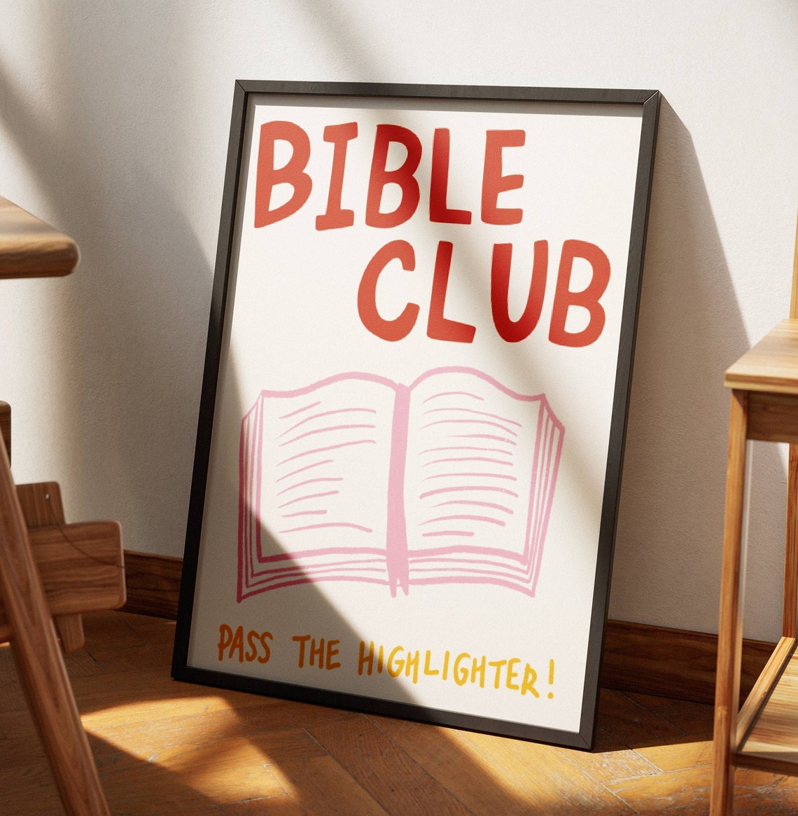 Bible Club Pass the Highlighter Pink Book Illustration Poster