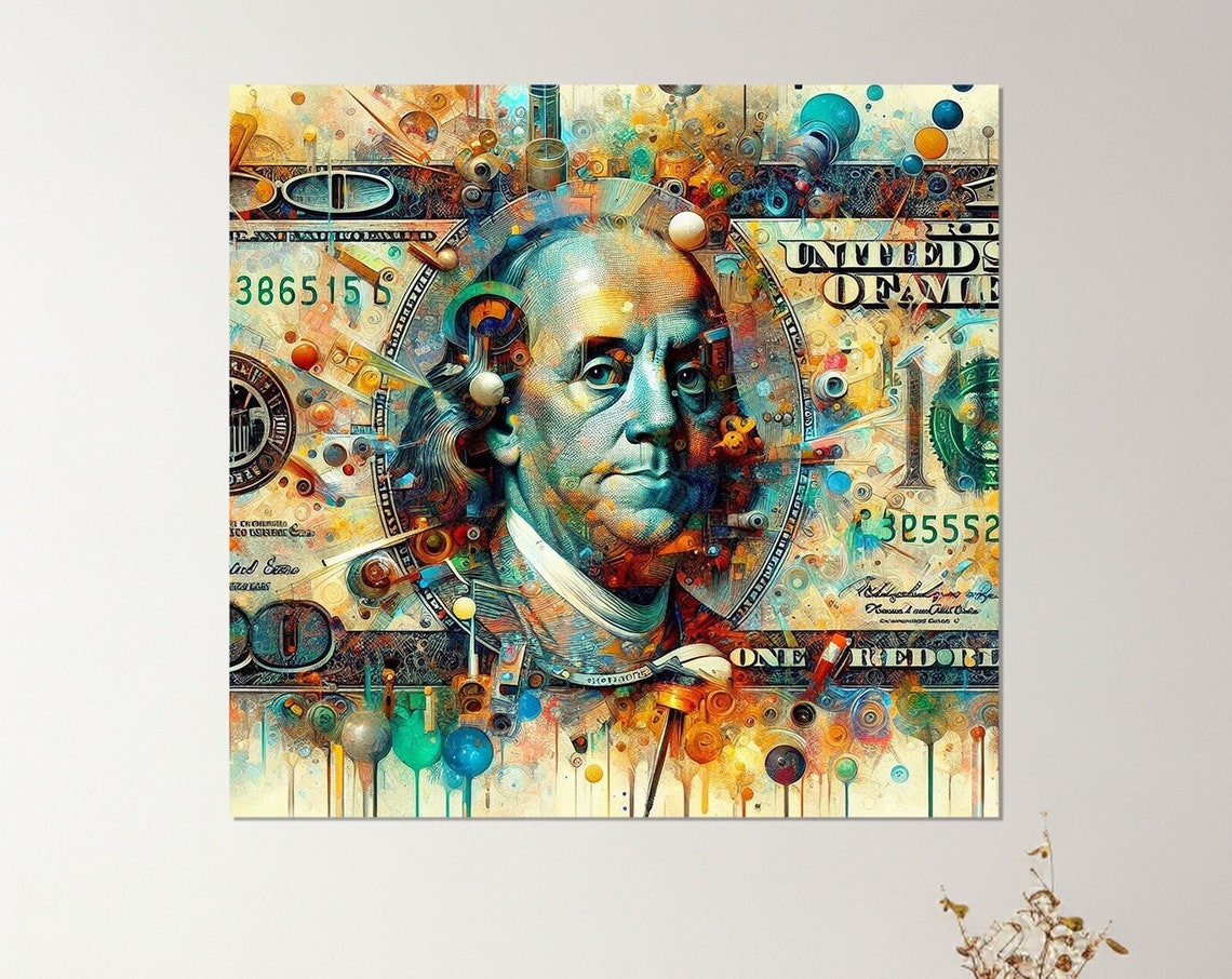 Hundred Dollar Bill Abstract Money Art Benjamin Franklin Poster
