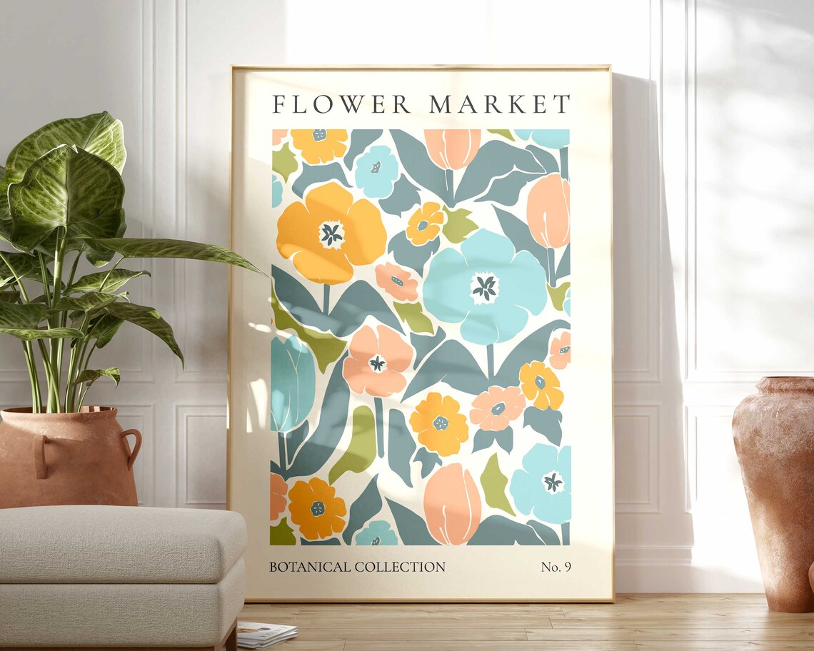 Flower Market Print, Boho Floral Wall Art