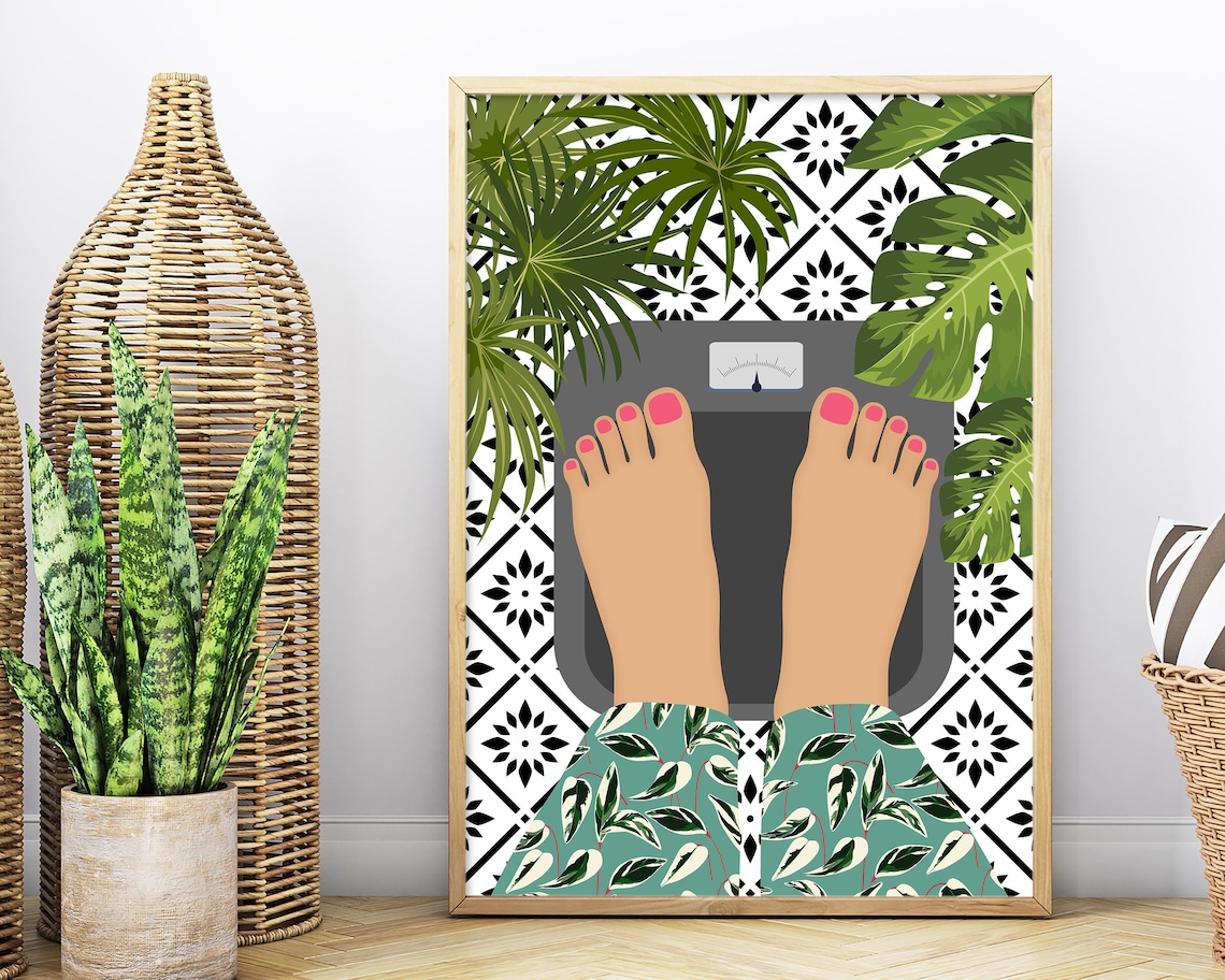 Self Care Weight Loss Botanical Scales Art Print