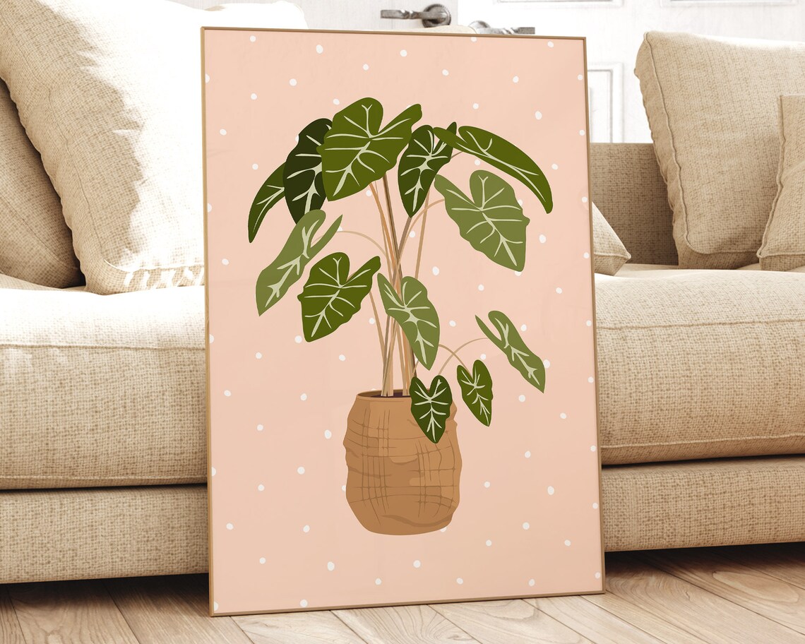 Alocasia Botanical Houseplant Print, Modern Boho