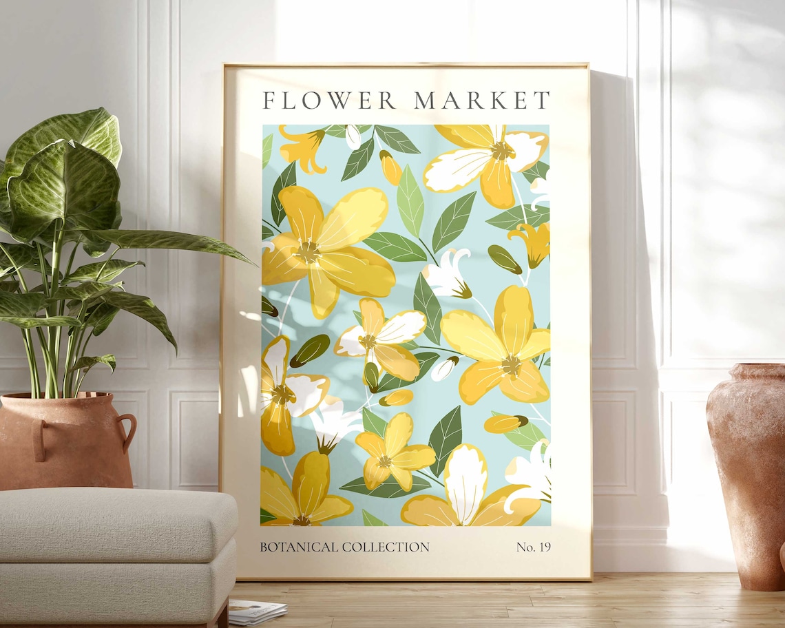 Yellow Flower Market Print, Modern Abstract Floral
