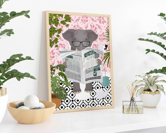 Elephant Bathroom Funny Animal Art Print