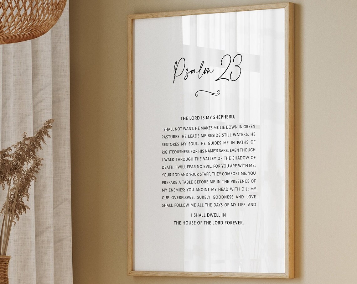 Psalm 23 The Lord Is My Shepherd Christian Gift Christian Art Bible Verses Scripture Wall Art Scripture Office Wall Art