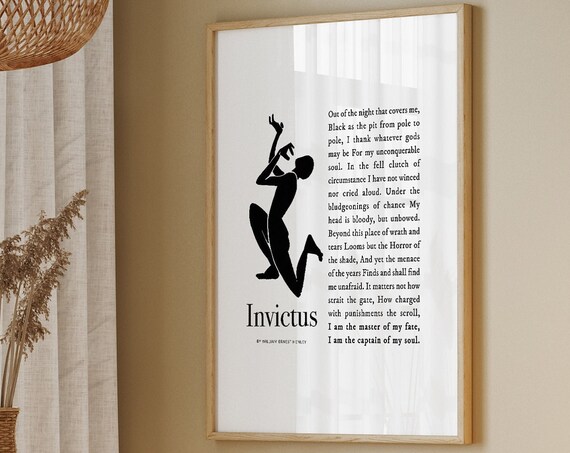 Invictus Poem Quote Art Print, Graduation Gift