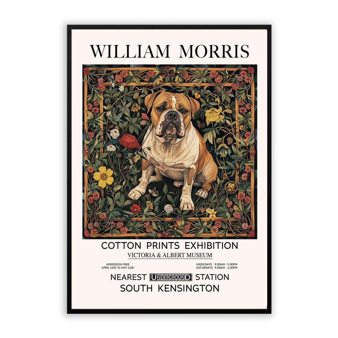 William Morris English Bulldog Rose Floral Exhibition Poster - Image 2