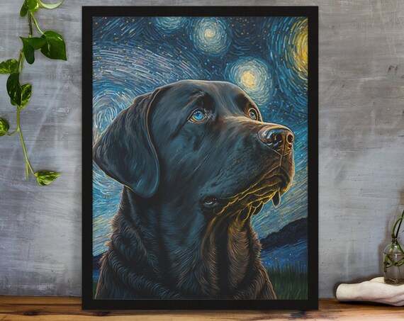 Labrador Art Print Labrador Dog Portrait Painting Print Poster Original Paint Artwork Dog Abstract Wall Art The Starry Night Dog Lover Gift