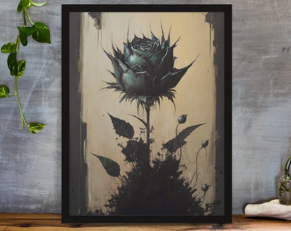 Gothic Black Rose Poster Print Dark Art Rose Wall Decor Gothic Home Decor Occult Art Black Rose Illustration Gothic Gift