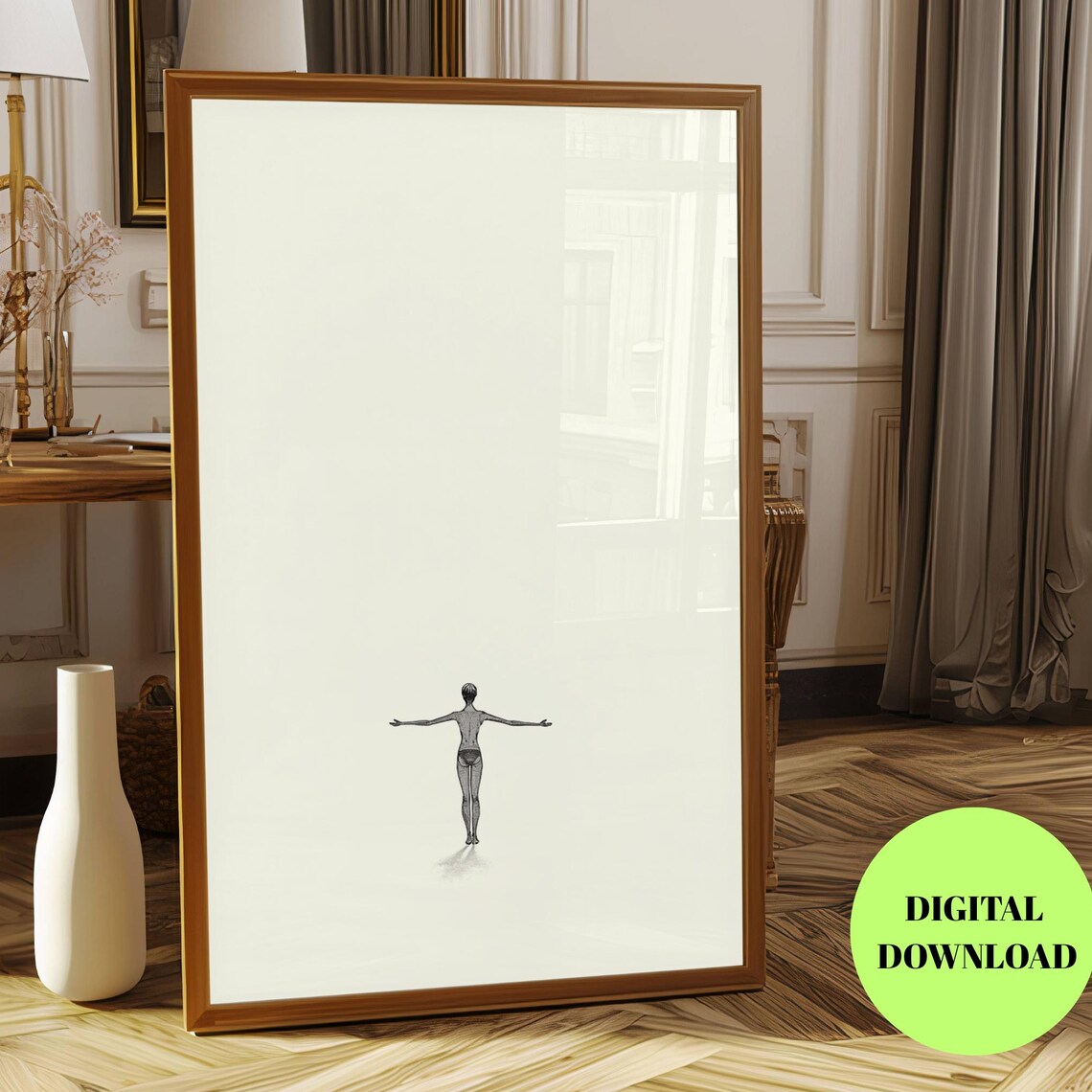 Minimal Women Figure, Black Line Body Drawing Poster