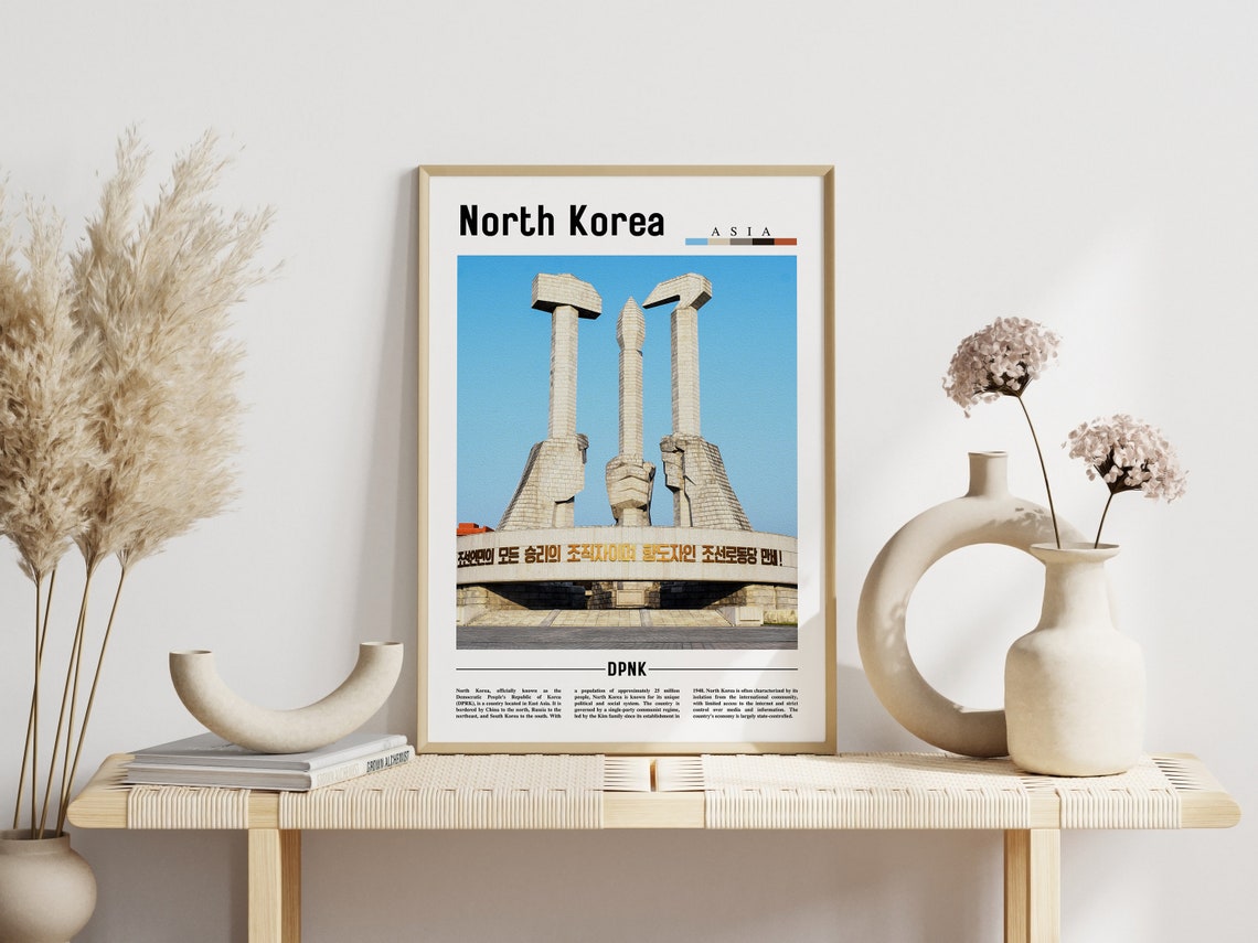 North Korea Poster North Korea Print North Korea Wall Art Asia Print Asia Poster Asia Photo Minimal Travel Poster - Image 3