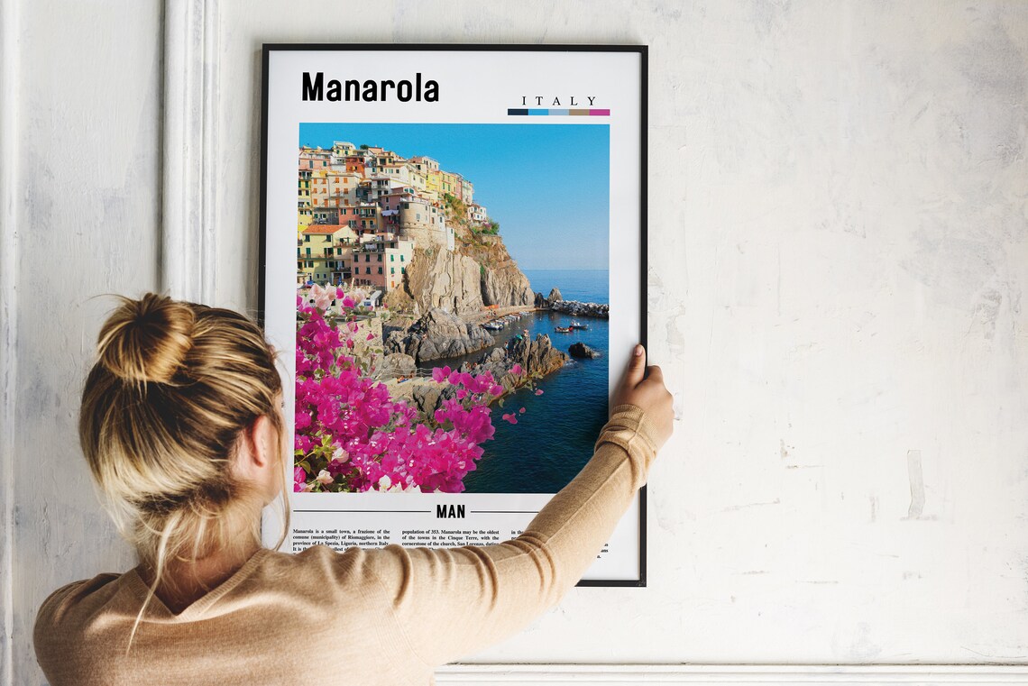 Manarola Italy Cinque Terre Cliffside Village Travel Photo Poster - Image 2