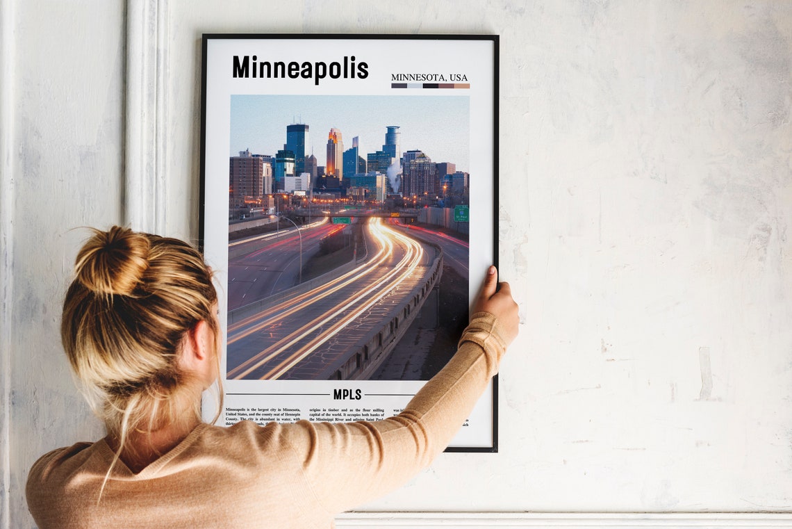 Minneapolis Print Minneapolis Poster Minneapolis Wall Art Oil Painting Poster City Print City Artwork Travel Artwork Travel Wall Art - Image 2