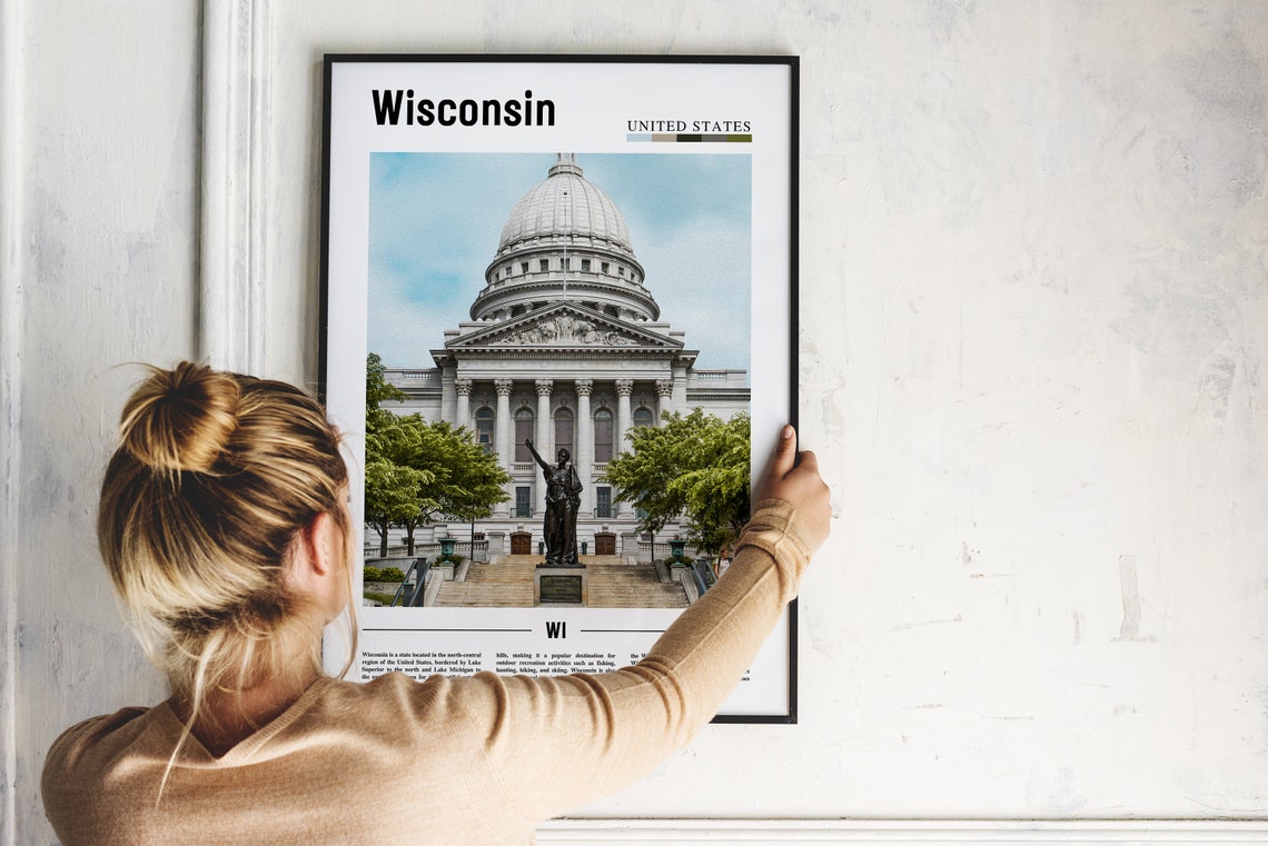 Wisconsin Poster Wisconsin Print Wisconsin Wall Art United States Photo United States Poster United States Print Travel Poster - Image 2