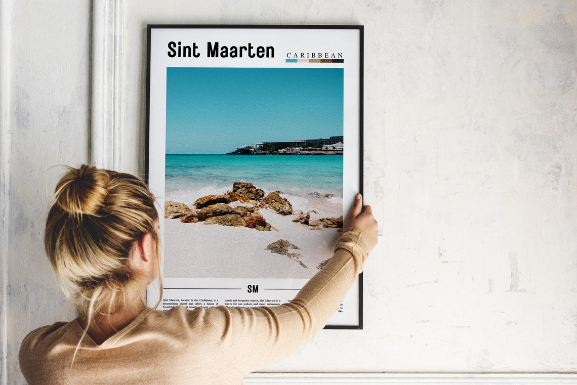 Sint Maarten Caribbean Turquoise Beach Minimal Photo Travel Poster - Image 2