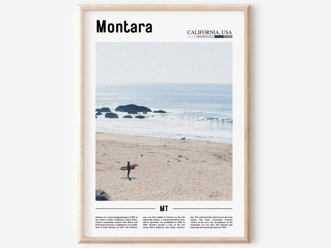 Montara Print Montara Poster Montara Wall Art Minimal Travel Print Minimal City Poster Travel Destination Print Oil Painting Poster