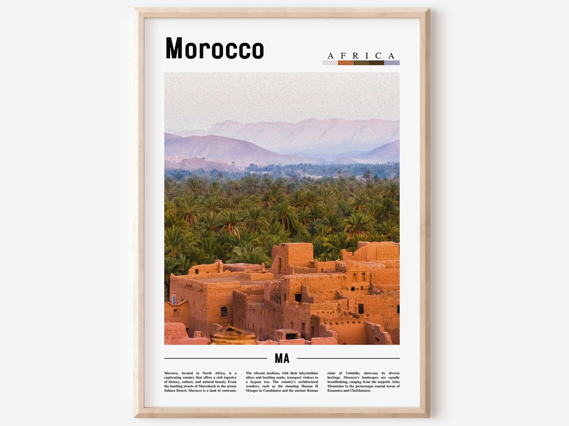 Morocco Village Desert Oasis Africa Landscape Travel Photo Poster