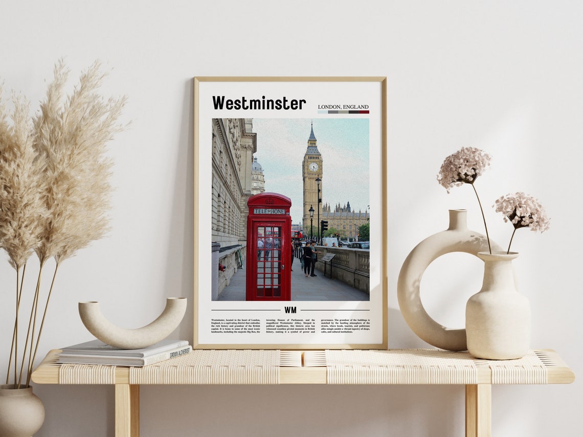 Westminster London England Red Telephone Box Travel Photo Poster - Image 3