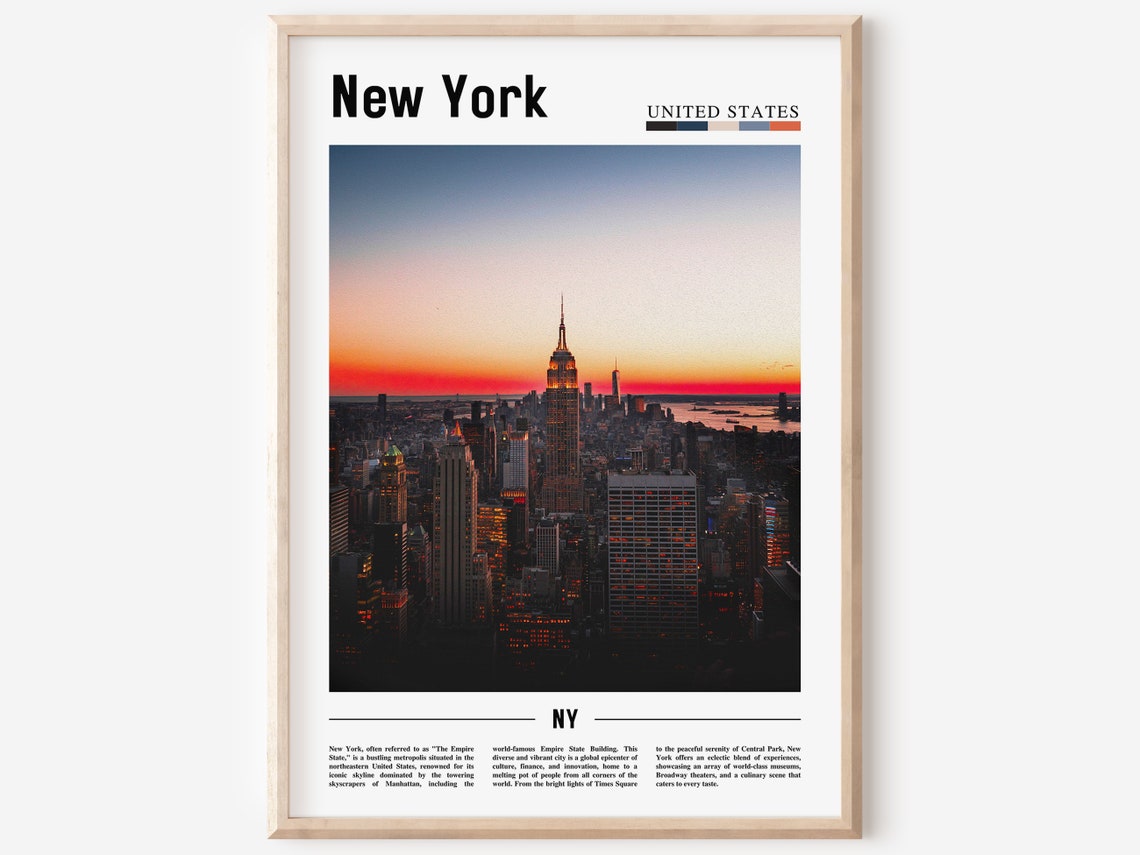 New York City Manhattan Sunset Skyline Empire State Building Poster