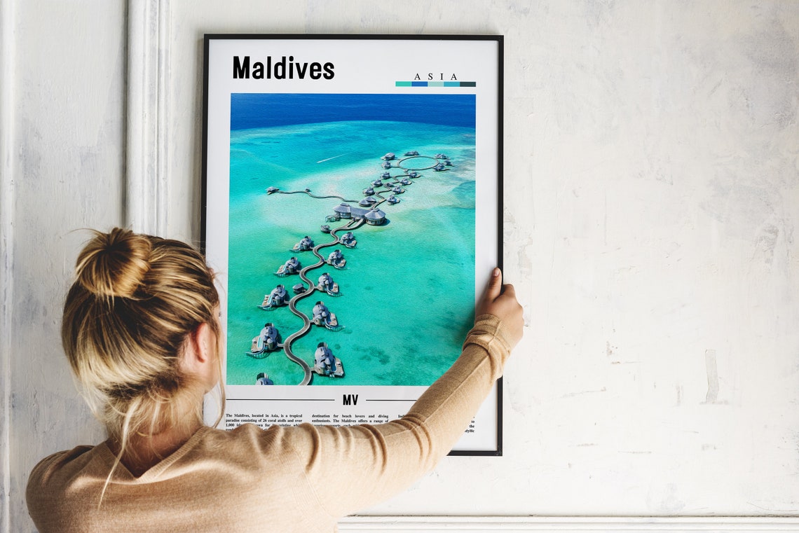 Maldives Poster Maldives Print Maldives Wall Art Asia Print Asia Poster Asia Photo Minimal Travel Poster - Image 2
