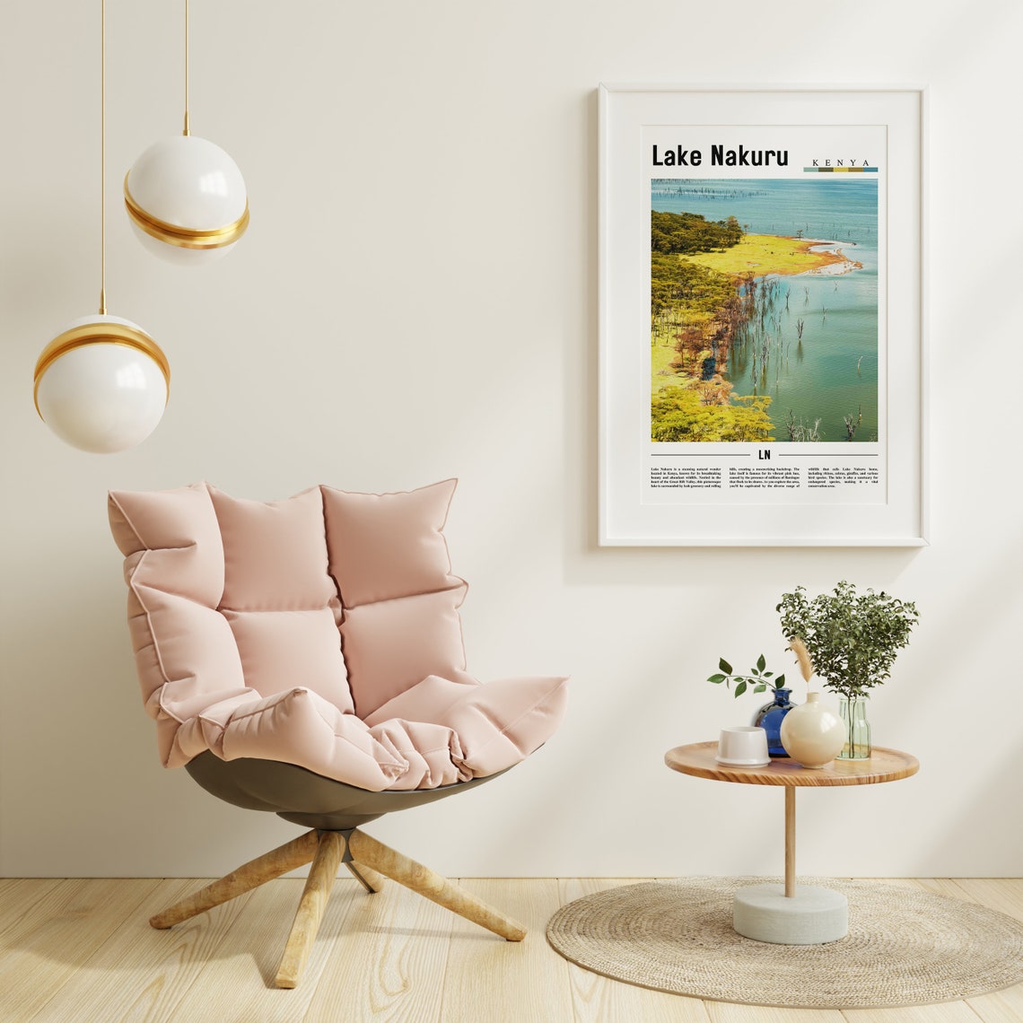 Lake Nakuru Poster Lake Nakuru Print Lake Nakuru Wall Art Minimal Travel Print Travel Destination Oil Painting Poster - Image 3
