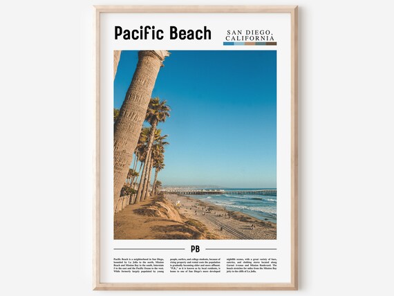 Pacific Beach San Diego Palm Trees Boardwalk Pier Beach Photo Poster
